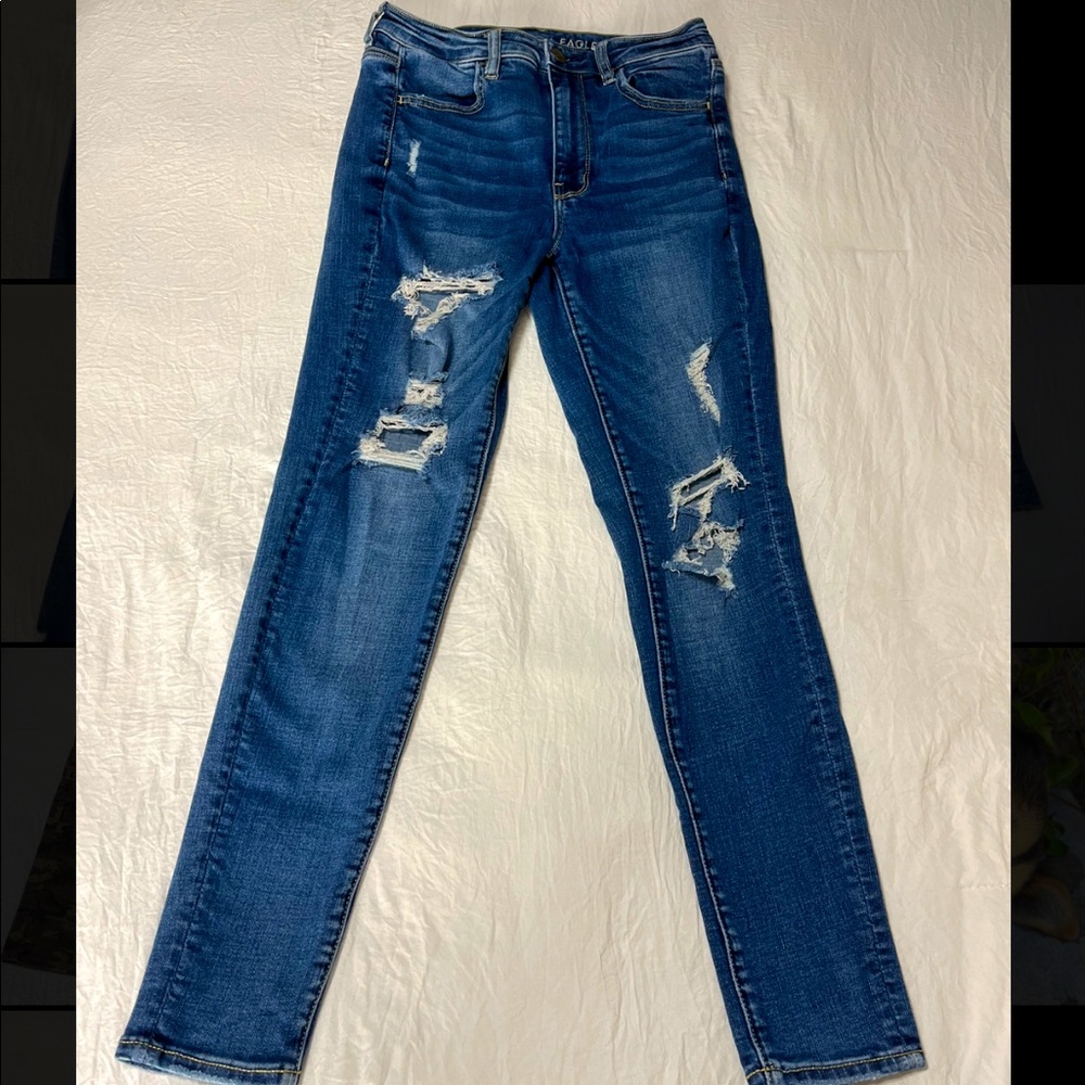 Blue American Eagle Ripped Jeans